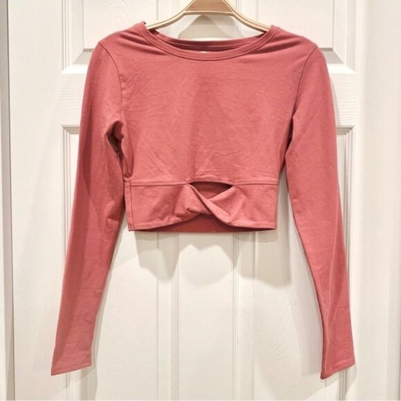 VS Rose Pink Twist-Front Mesh Back Cut-Out Sport Top - Picture 1 of 6